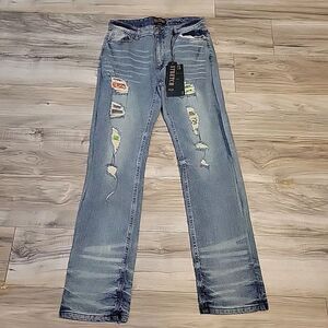 GS 115 Premium Jeans Boys 16 Blue Streetwear‎ Skater Rip Distressed Straight